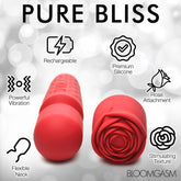 Pleasure Rose Silicone Wand With Rose Attachment Red Adult Toy Rose Stimulators